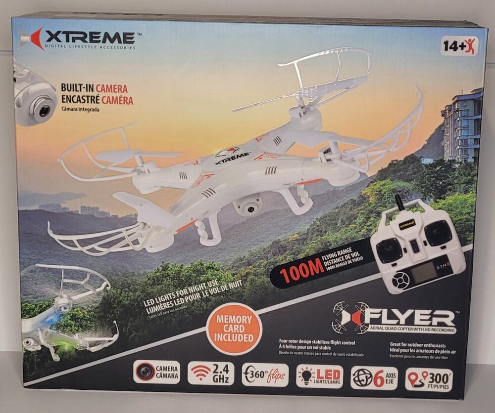 Xtreme FLYER Aerial Quad Copter With HD Recording - 100M Flying Range - White